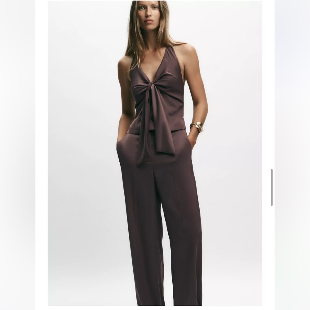Zara NWT knotted vest satin jumpsuit 8757/511